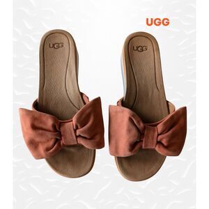 UGG Joan Vibrant Coral Clog Platfrom Slide Sandals  Sz 8